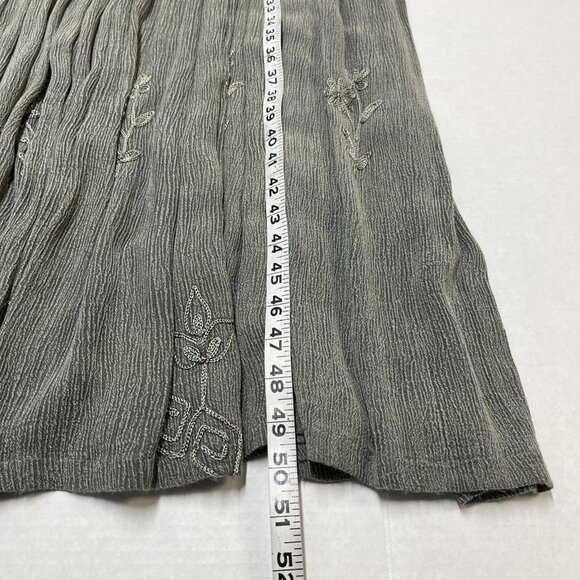 Vintage‎ Jasmine KVM Dress  M Gray Pleated Embroidered Floral Maxi Whimsigoth - Picture 6 of 9